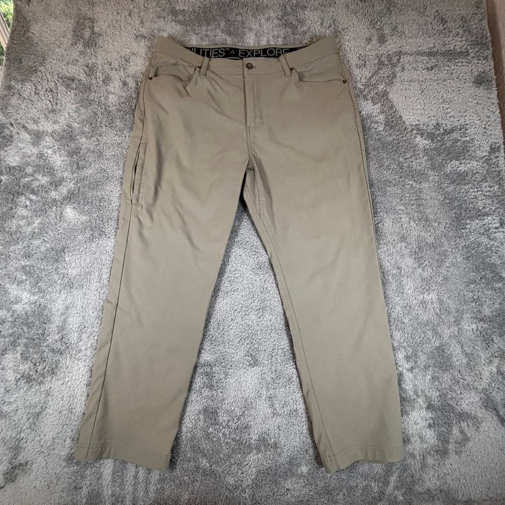 Gerry Mens Khaki Tan Outdoor Hiking Performance Pants 36x29 Zip Pocket